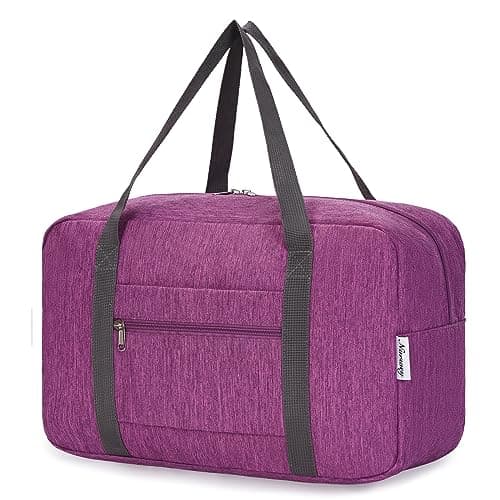 for Ryanair Cabin Bags 40x30x20 Underseat Foldable Travel Duffel Bag Holdall Tote Carry on Hand Luggage Overnight for Women and Men 20L (Dark Purple)