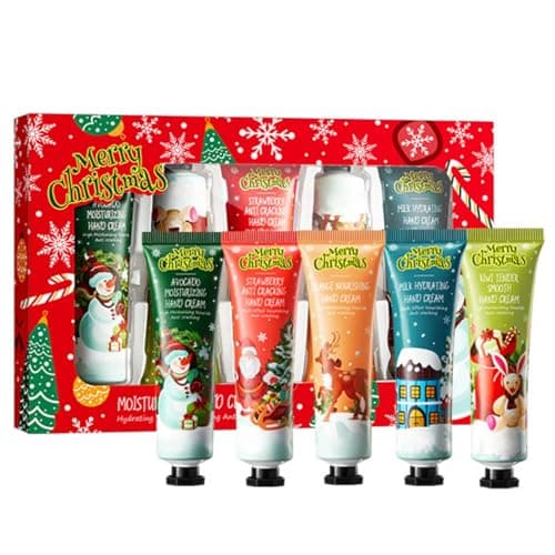 Wenrny Christmas Hand Cream Gift Set,5 Pcs/Set Moisturizing Hand Cream Gift Set for Women,Travel Size Hand Lotions for Dry Cracked Hands,Moisturizing Hand Care Cream,5 Different Plant Scents (B, B)
