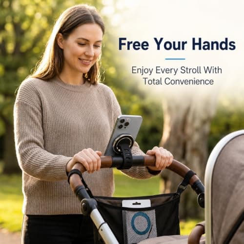Stroller Magnetic Phone Holder, Handlebar Mounts Compatible with MagSafe — view 2
