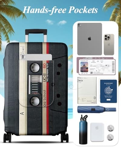 OffiEase Suitcase Cover Protectors - Large Washable Waterproof Dustproof Luggage Protective Covers Sleeve for Travel Fit 29-30 Inch Black Tape L — view 3