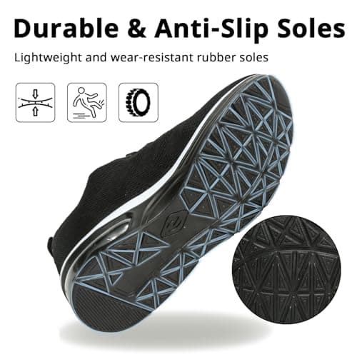 Womens Trainers Outdoor Running Shoes Air Cushion Athletic Walking Shoes Ladies Sneakers Breathable Mesh Sport Shoes Lightweight Tennis Shoes Workout Casual Jogging Shoes Black White — view 4