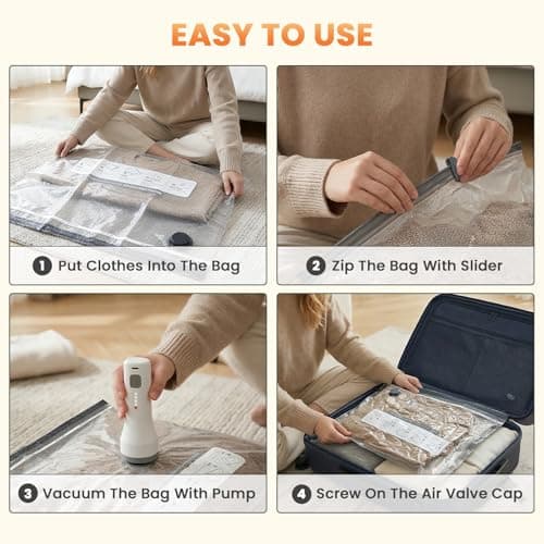 15 Vacuum Storage Bags for Travel and Clothes with Rechargeable Pump 60KPa — view 6