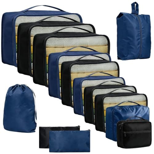 Packing Cubes 14-piece, All Size Packing Cubes for Suitcases, Large Capacity Travel Cubes (14, Black Navy)