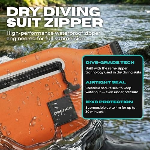 DRENCH 100% Waterproof Orange Bum Bag & Floating Phone Pouch Set | IPX8 Submersible Waist Bag for Kayaking, Fishing & Water Sports | Waterproof Phone Case for Swimming & Outdoor Use — view 5