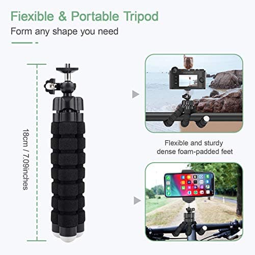 JUMKEET Phone Tripod, Mini Portable Tripod with Bluetooth Control, Flexible Octopus Style Camera Mount Desk Travel Outdoor Compatible with iPhone & Android Phones, Cameras, GoPro — view 5
