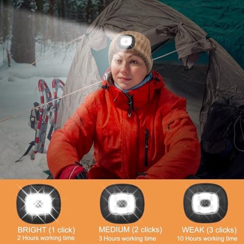 COTOP LED Beanie with Light,USB Rechargeable Hat Hands Free 4 LED Headlamp Cap Winter Knitted Night Lighted Hat Flashlight Women Men Gifts for Dad Him Husband Brown — view 4