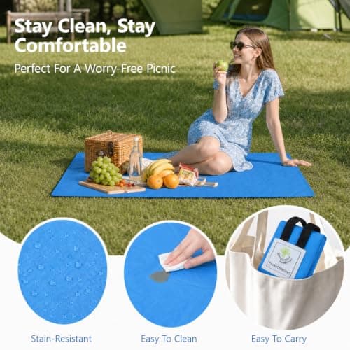 LLXUANKK Pocket Picnic Blanket 70 x 110 cm, Lightweight Foldable Picnic Mat, Waterproof Ground Sheet, Compact Sandproof Beach Mat for Camping, Hiking, Travel, Festivals and Outdoor Activities — view 5