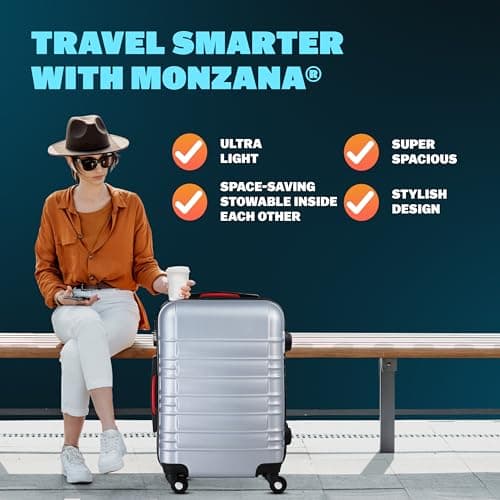 Monzana® 4 Piece Suitcase Set, Luggage Sets for Travel, 4 Wheels, Silver — view 3