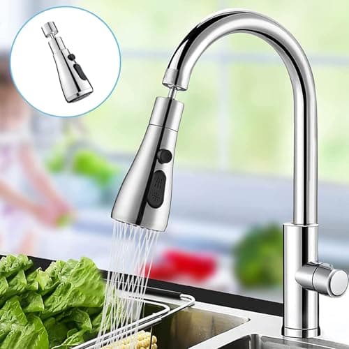 Faucet Extender,360° Rotating Kitchen Tap Spray Head Tap Extender for Kitchen Sink Universal Faucet Adapter Multi-Pattern Tap Attachment for Kitchen Sink Tap Aerator and Sprayer Silver — view 6