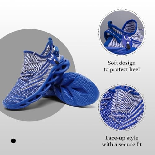 XKOWUO Mens Womens Trainers Walking Running Shoes Non Slip Gym Slip On Tennis Trainers Outdoor Sports Sneakers Lightweight Workout Shoes Royal_Blue Size 7 — view 5