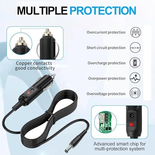 12V DC Car Plug Adapter, Cigarette Lighter Cable with 8Connectors 5.5x2.1mm — view 5