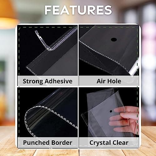 JeeJaan® 100 Pcs of Garment Bags 10 x 12 in Shirt Packaging Bags 254 x 305 mm polythene bag With Display Packaging — view 5