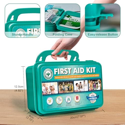 General Medi 150 Pieces Hardcase First Aid Kit - Includes Instant Cold Pack, Emergency Blanket for Travel, Home, Office, Vehicle, Camping, Workplace & Outdoor（Green） — view 4