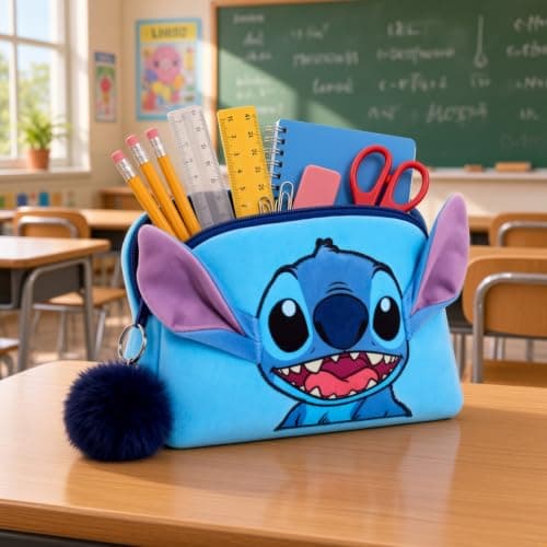 Stitch Make Up Bag for Women Girls Disney Pencil Case Double Sided Velvet Cosmetic Toiletries Bag Travel Accessory Gift — view 3
