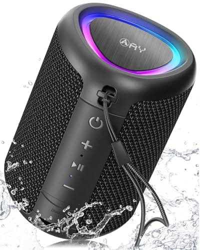 AY Portable Bluetooth Speaker with Lights, Powerful Crystal Clear Sound, IPX5 Waterproof, All Day Playtime, AUX&TF-Card Input, Bluetooth 5.3, TWS Paring, Small Wireless Speaker for Outdoor, Gift Ideas