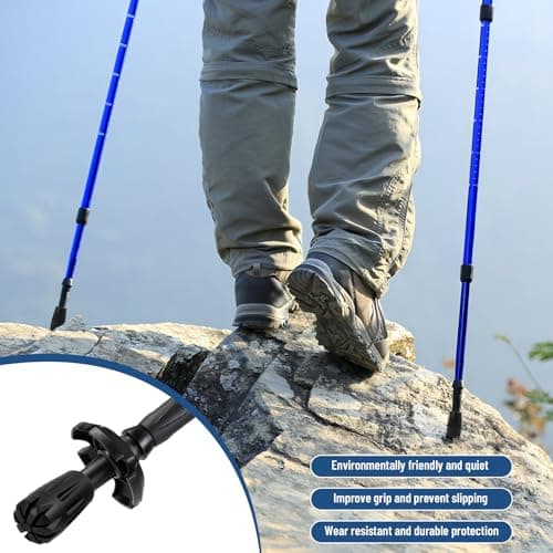 10 Pcs Trekking Pole Tips, Walking Stick Rubber Ends, Universal Fit Ferrules Hiking Poles Caps Crutch Protectors, Replacement Accessories for Asphalt Gravel Rock Snow Mud Enhanced Grip — view 4