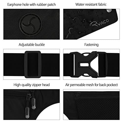 Ryaco Travel Money Belt, Slim RFID‑Blocking Hidden Waist Pouch, Black — view 3