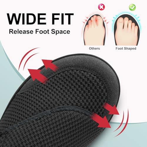 Mens Gym Barefoot Walking Trainers Wide Fit Zero Drop Breathable Adjustable Shoes Black Size 12 Wide — view 3