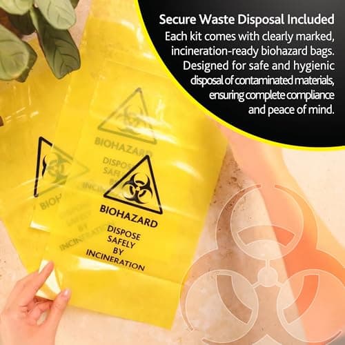Reliance Medical - Biohazard Body Fluid Clean-Up Kit for The Treatment of Infectious Micro-Organisms - 2 Single Application Packs- Black/Yellow Wall Mountable Box — view 6