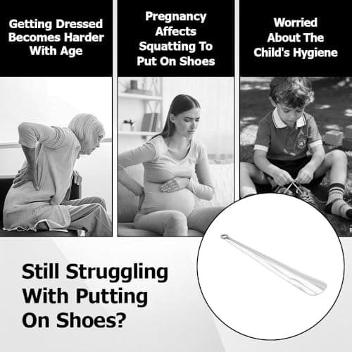 Long Handle Shoe Horn, Stainless Steel Metal Shoe Helper for Men Women — view 4