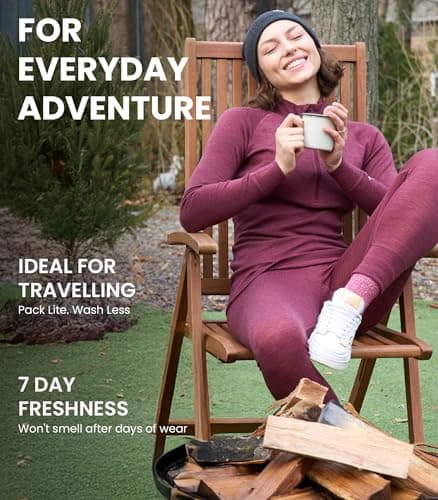 100% Merino Wool Base Layer Womens Set - Thermal Underwear Womens + Socks (Medium, 250 Deep Teal Z) — view 5