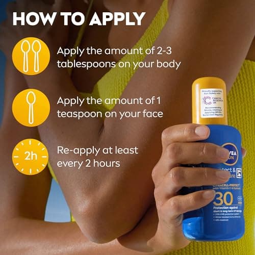 NIVEA SUN Protect & Moisture Sun Spray SPF 30 (200 ml), Moisturising Suncream Spray with SPF 30, Advanced Sunscreen Providing Immediate UVA + UVB Protection, Fast-Absorbing No White Cast Formula — view 5