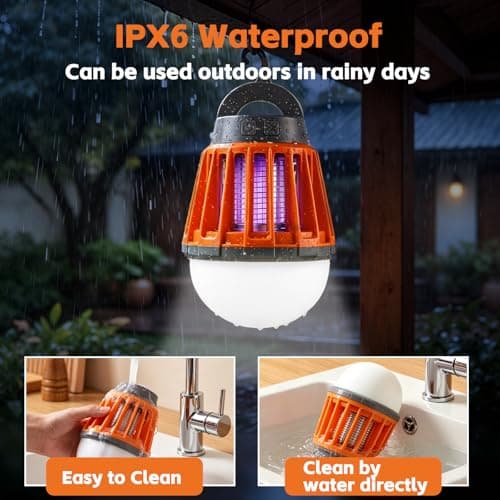 Mosquito Repellent Lamp Camping Lantern, USB Rechargeable LED Camping Light Mosquito Killer Lamp, IPX6 Waterproof Bug Zapper, Retractable Hook, Portable Insect Killer for Outdoor Tent Emergency — view 4