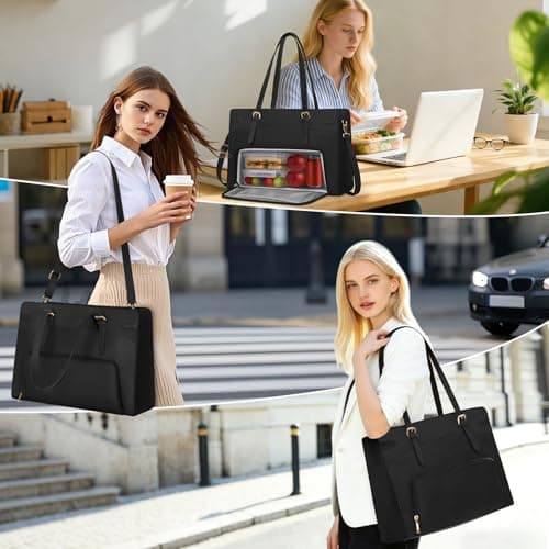 RAINSMORE Laptop Bags for Women with Insulated Lunch Compartment Work Bag — view 2