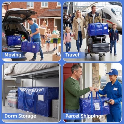 inreeme Heavy-Duty Moving Bags and 90L Large Storage Bags with Zips 4 Pack — view 6