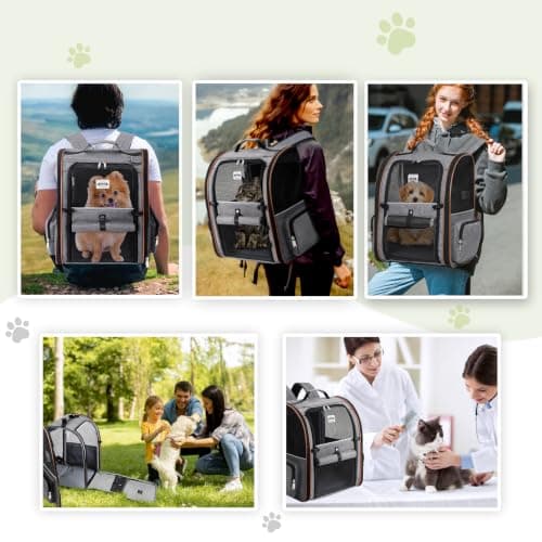 Lekesky Large Cat Carrier Backpack Expandable - Pet Carrier Backpack for Small Dogs Medium Cats Fit Up to 25 Lbs, Grey, L — view 6
