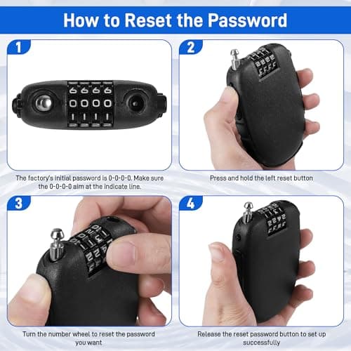 Fentar 2pcs Cable Lock, 4-Digit Combination Locks with 130cm Retractable Stainless Steel Core, Flexible Wire Lock for Ski, Scooter, Suitcase and Motorcycle Helmet — view 3