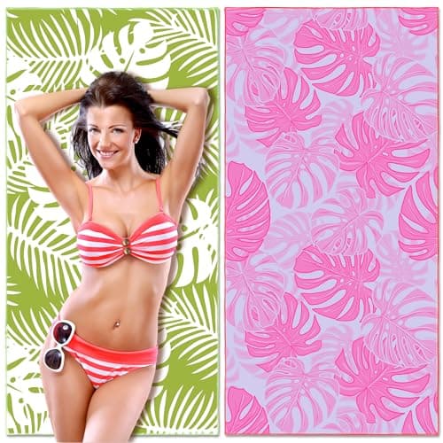 Lubibi Beach Towel,2 Pack Oversized Microfiber for Adults Kids,Sand-Free