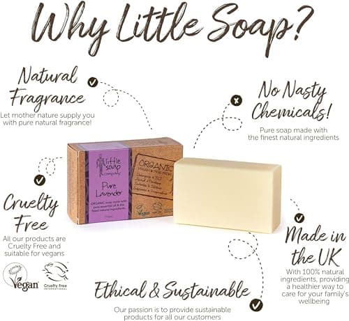 Little Soap Company Organic Pure Lavender Soap Bar for Face & Body, 110g — view 6