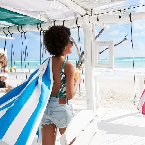 Large Microfibre Beach Towel for Adults with Bag 160x90cm,Pink Quick Dry Beach Towel with Double Sided,Lightweight Beach Microfiber Towels for Travel Drying Gym Yoga Sports Swim Towel for Women Men — view 3