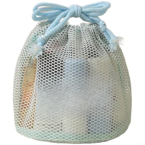 Mesh Drawstring Bag Transparent Waterproof 24x14x2cm Multi-Compartment