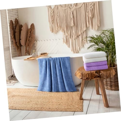 UTHCLO 5 Piece Microfiber Bath Towel Set with Lace Trim in Solid Colour — view 5