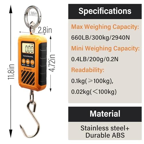 UNIWEIGH Digital Luggage Scale,Mini Crane Scale 300kg/660lb with Hold&Tare — view 2