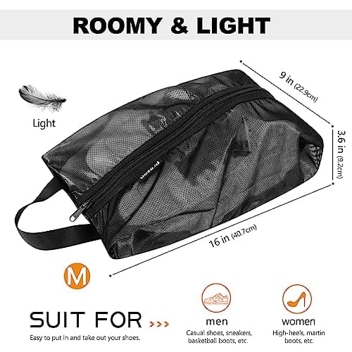 Prezon Travel Shoe Bags, Water Resistant TPU Mesh, Sturdy YKK Zipper, Shoes Storage Bag, Shoes Packing Organizer, Unisex Shoe Pouch for Travel or Home Storage — view 2