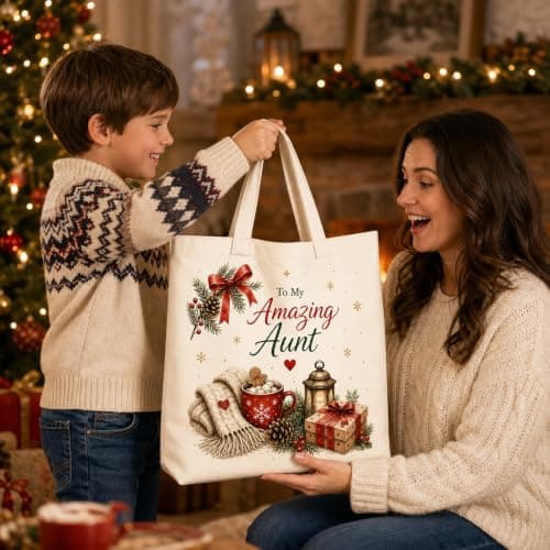 Christmas Gift For Auntie, Canvas Tote Bag and Cosmetic Pouch — view 2