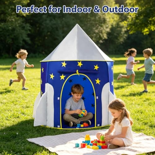Rocket Ship Kids Play Tent, Astronaut Themed Pop Up Playhouse, Indoor Space Exploration Tent, Birthday Gift for Boys and Girls — view 5