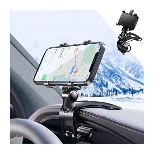 CGEAMDY Universal Phone Mount, 1400° Rotatable Auto Dashboard Mobile Phone Holder, Multifunctional Adjustable Anti-Slip Car Clip Holder for Smartphones