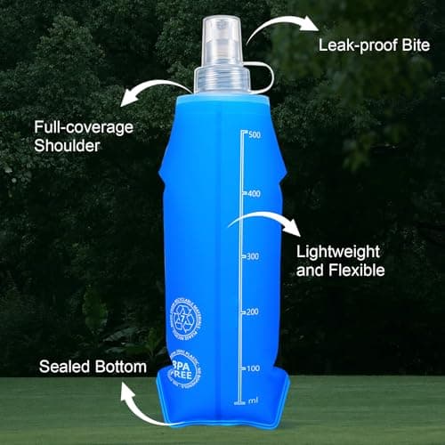 Vyuwast 2 Pack Collapsible Foldable Running Water Bottle, 500ML Soft Flask — view 3