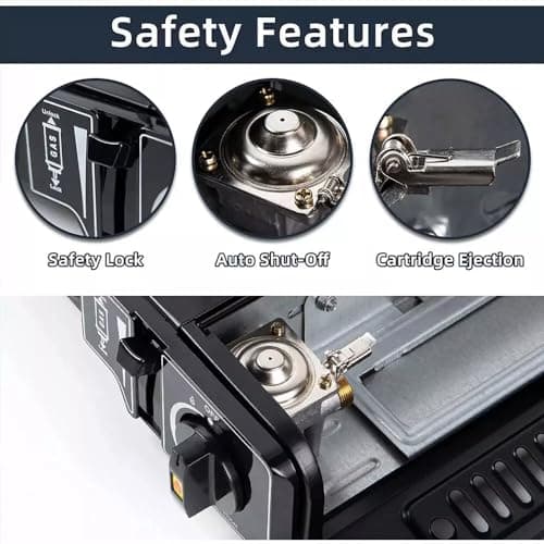 Portable Camping Gas Cooker Single Burner Stove Enamel Pan Holder BBQ Caravan Outdoor EN417 Compliant Premium Camping Stove with Automatic Ignition System & Heat Control (Stove + 8 Gas Cans) — view 5