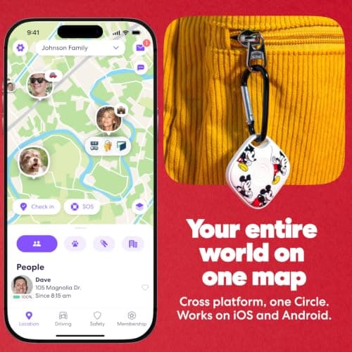 Life360 x Disney Tile - Bluetooth Tracker, Keys Finder and Item Locator for Keys, Bags and More. Phone Finder. Both iOS and Android Compatible. 1-Pack (White) - Mickey — view 3