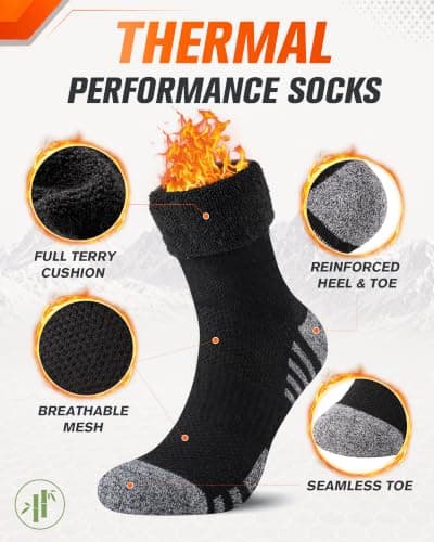 Niofind Mens Bamboo Thermal Socks, 6 Pairs Full Cushioned Breathable Socks — view 2