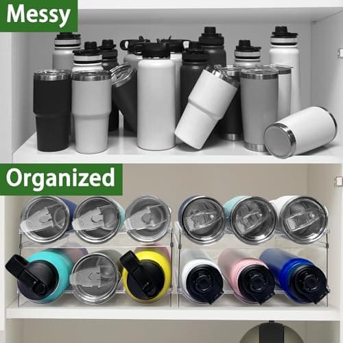 Spaclear Plastic Water Bottle Rack, 2 Shelves (6 Bottles), Modern, Transparent, Stackable, Tiered Shelf, 12" x 4" x 4", Indoor, Kitchen, Beverage Storage and Organization — view 3