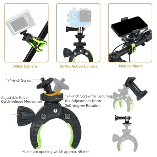 UTEBIT Motorcycle Phone Holder, Aluminium Alloy Max Opening 45mm — view 3