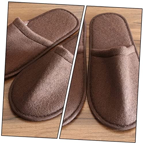 IWOWHERO 10 Pairs Disposable Slippers Non-slip Cloth Hotel Shoes for Travel and Short Term Vacation, Coffee Colour with Anti-skid Feature, Lightweight and Comfortable Guest Spa Slippers — view 5