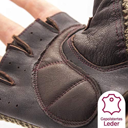 Adapter Universe Car Driver Gloves Retro Fingerless Vintage Leather Cycling Sport Gloves Brown — view 6