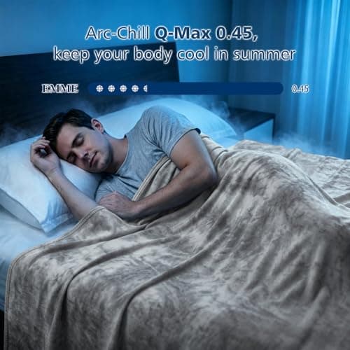 EMME Cooling Throw Blanket for Summer, Q-Max >0.45 Night Sweats 152x203cm, Throw Blanket Thin, Keep Cooling Breathable Summer Blanket, Double Bed, Sofa,Chair, Watercolor Grey — view 4